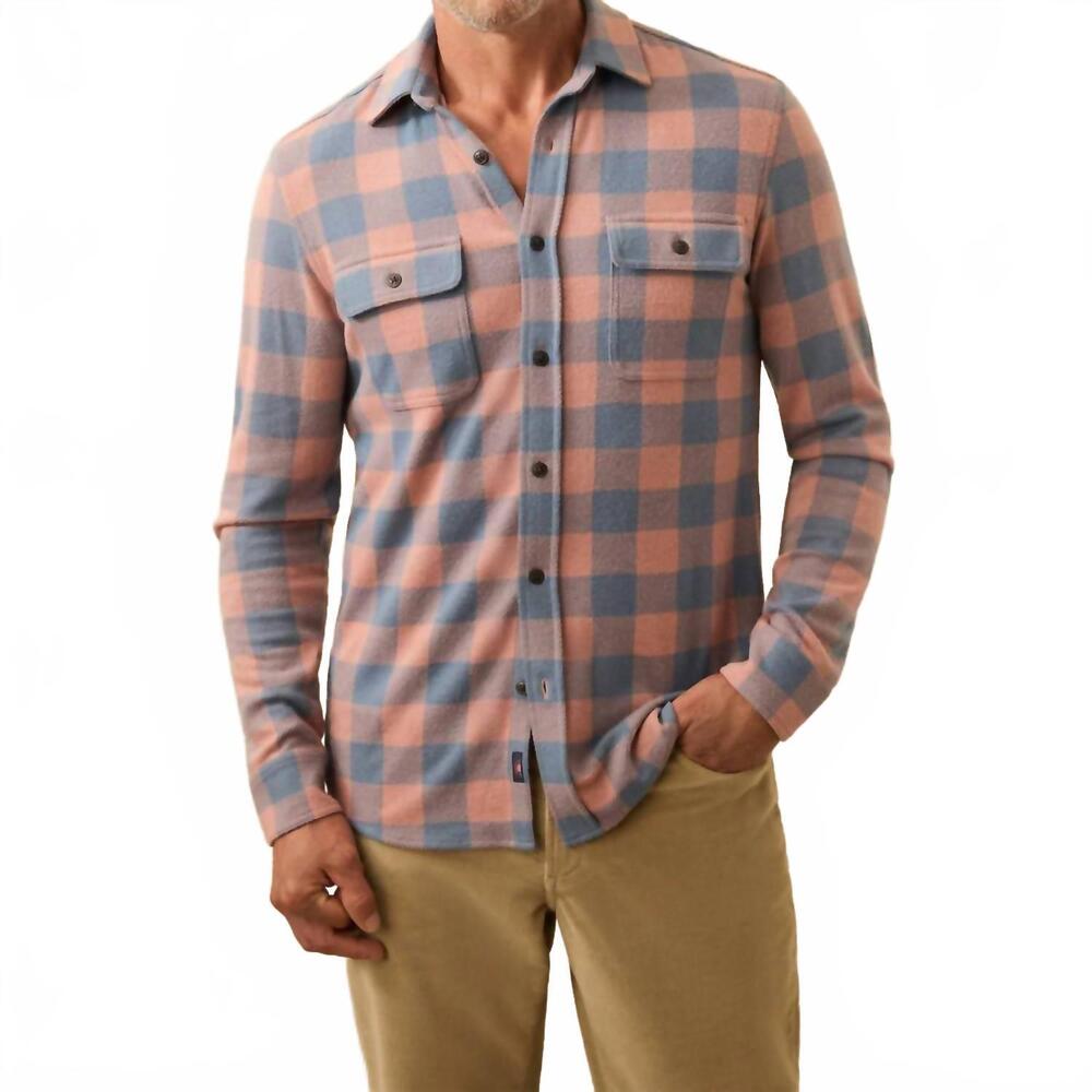 NEW FAHERTY legend sweater shirt in clay river buffalo